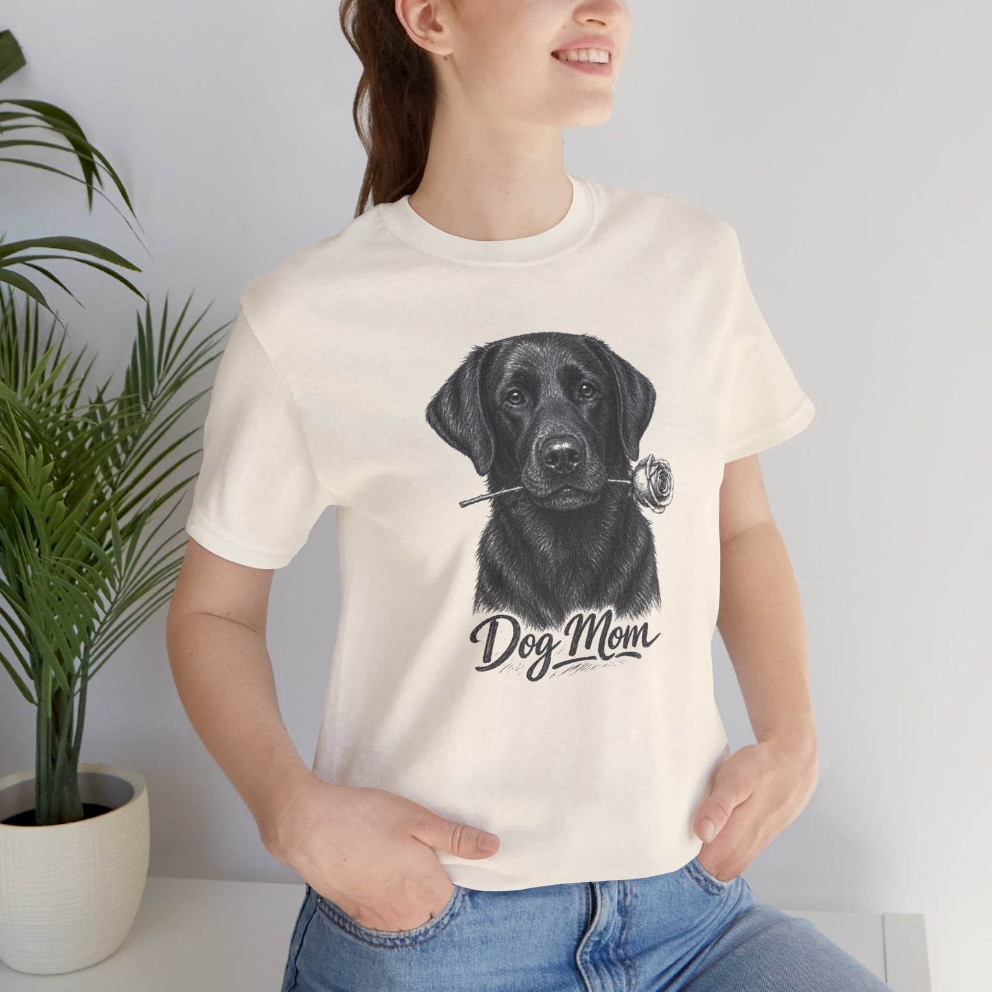 Black Labrador Retriever Dog Mom T-Shirt (Rose Collection)