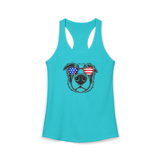 Red, White & BOOP Border Collie - Women's Racerback Tanktop