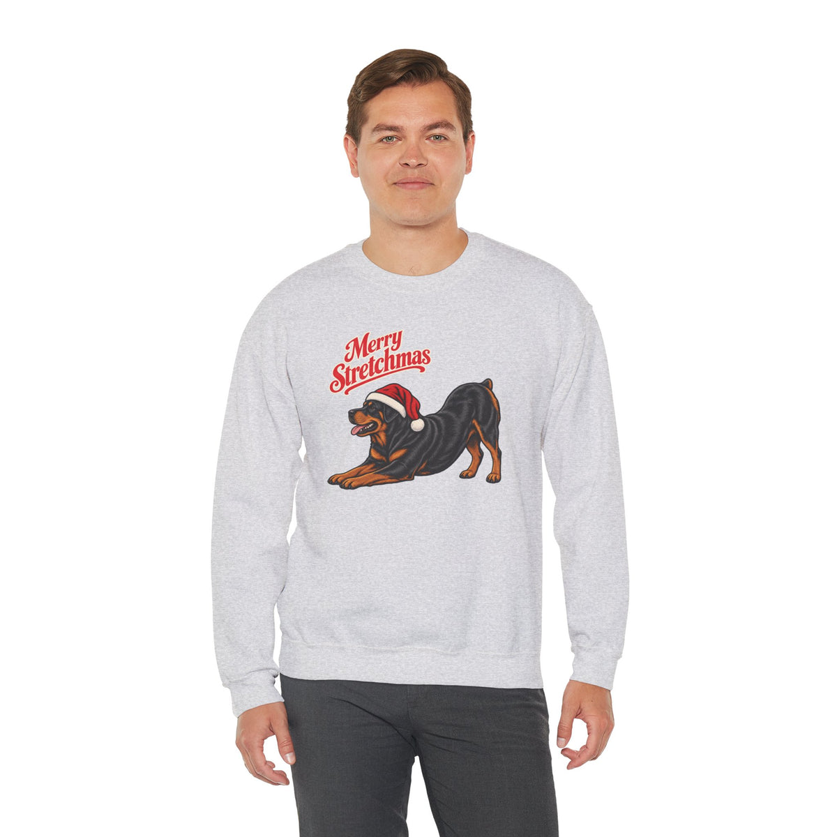 Rottweiler Christmas Sweatshirt | Merry Stretchmas (Docked Tail)
