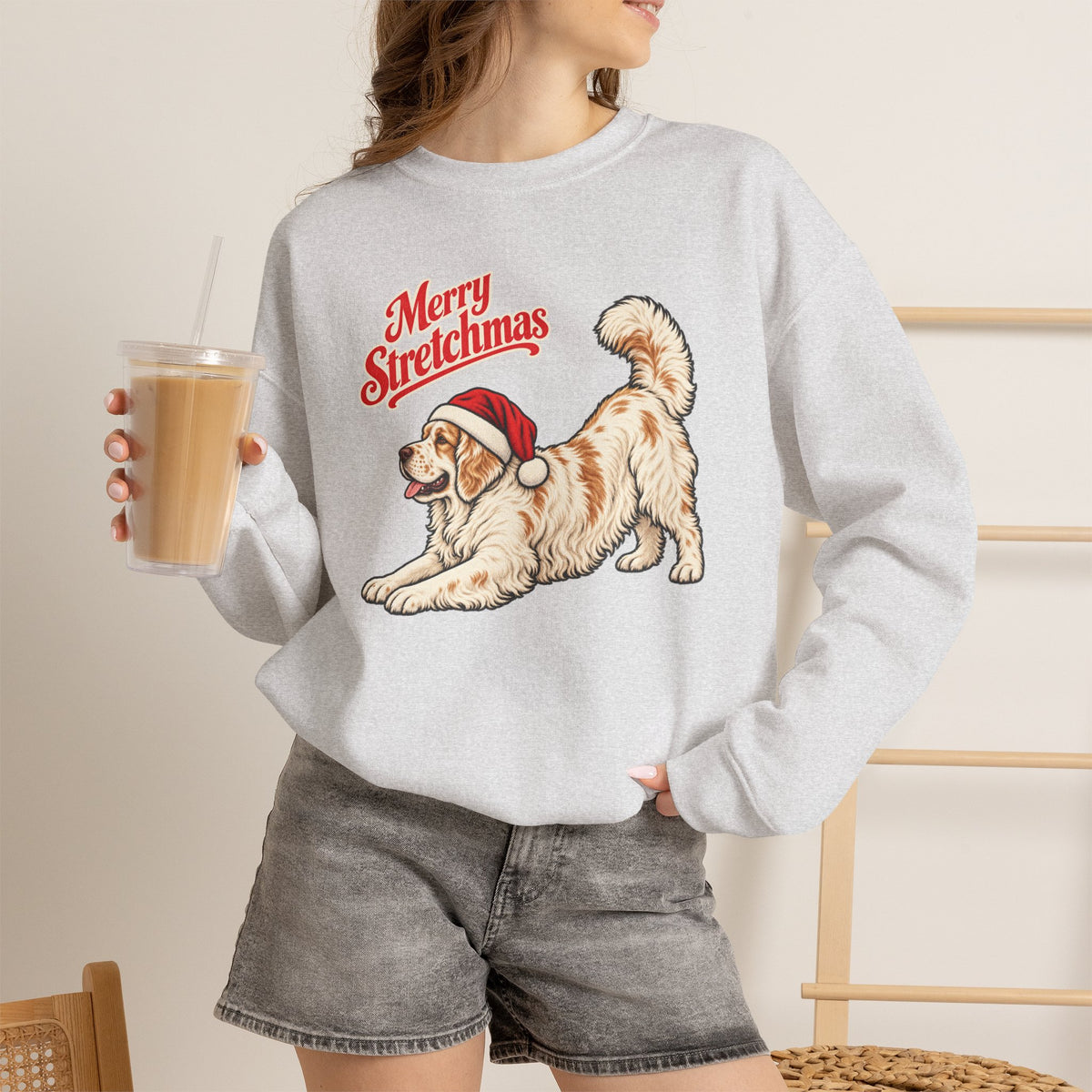 Clumber Spaniel Christmas Sweatshirt | Merry Stretchmas