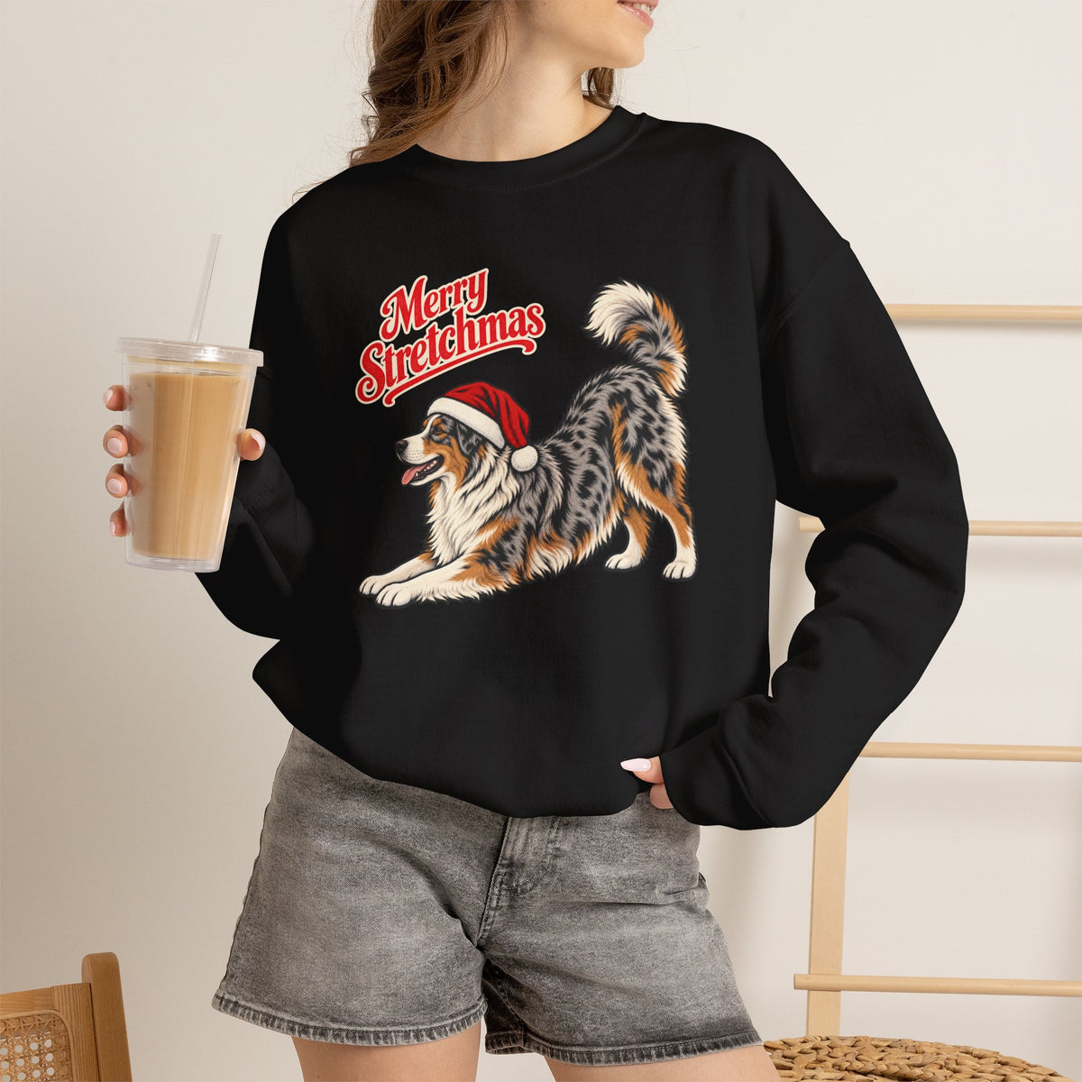Australian Shepherd Christmas Sweatshirt | Merry Stretchmas