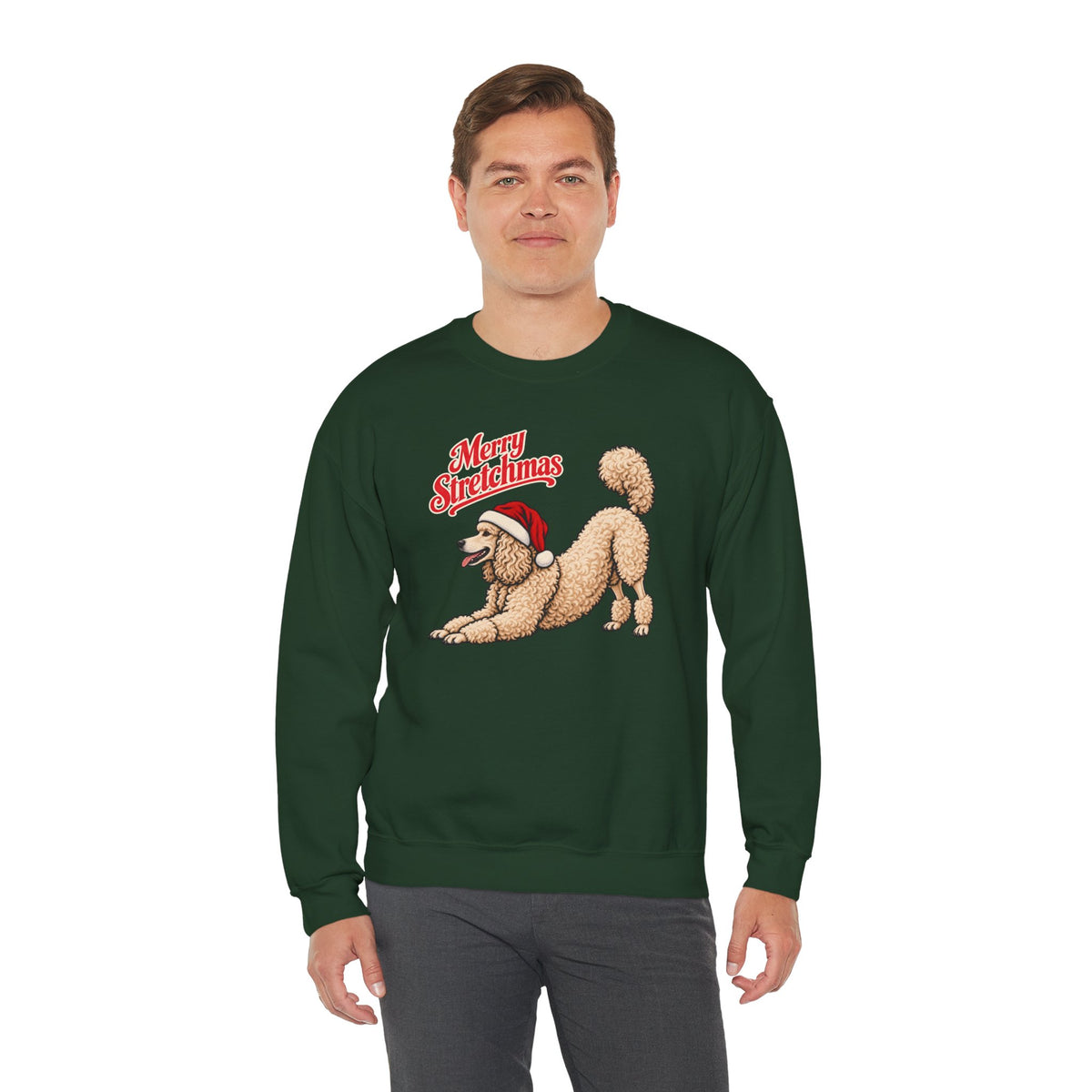 White Poodle Christmas Sweatshirt | Merry Stretchmas