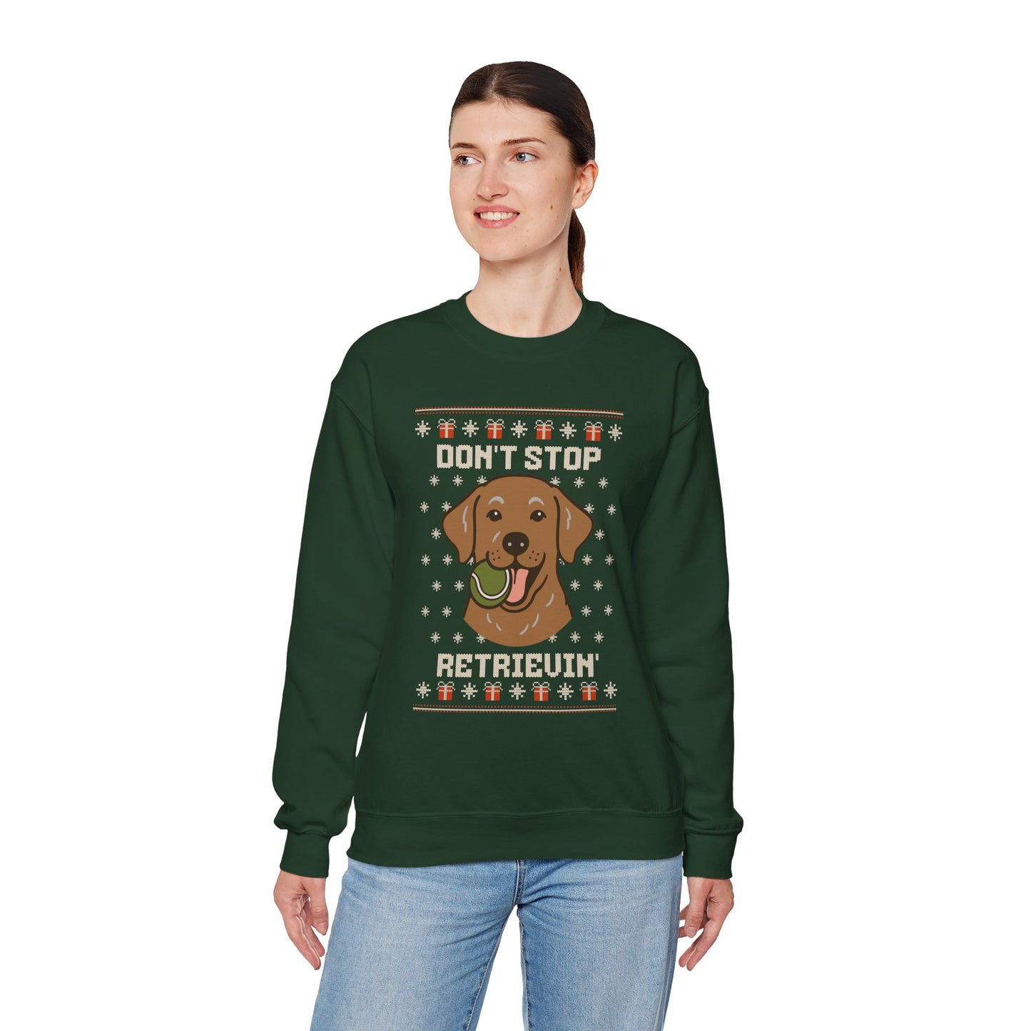 Chocolate Lab Don't Stop Retrievin' Christmas Sweatshirt