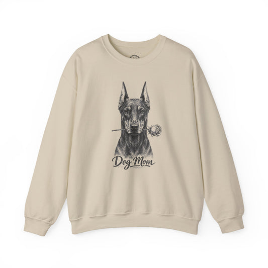 Doberman Dog Mom Sweatshirt (Rose Collection) - Cropped Ears