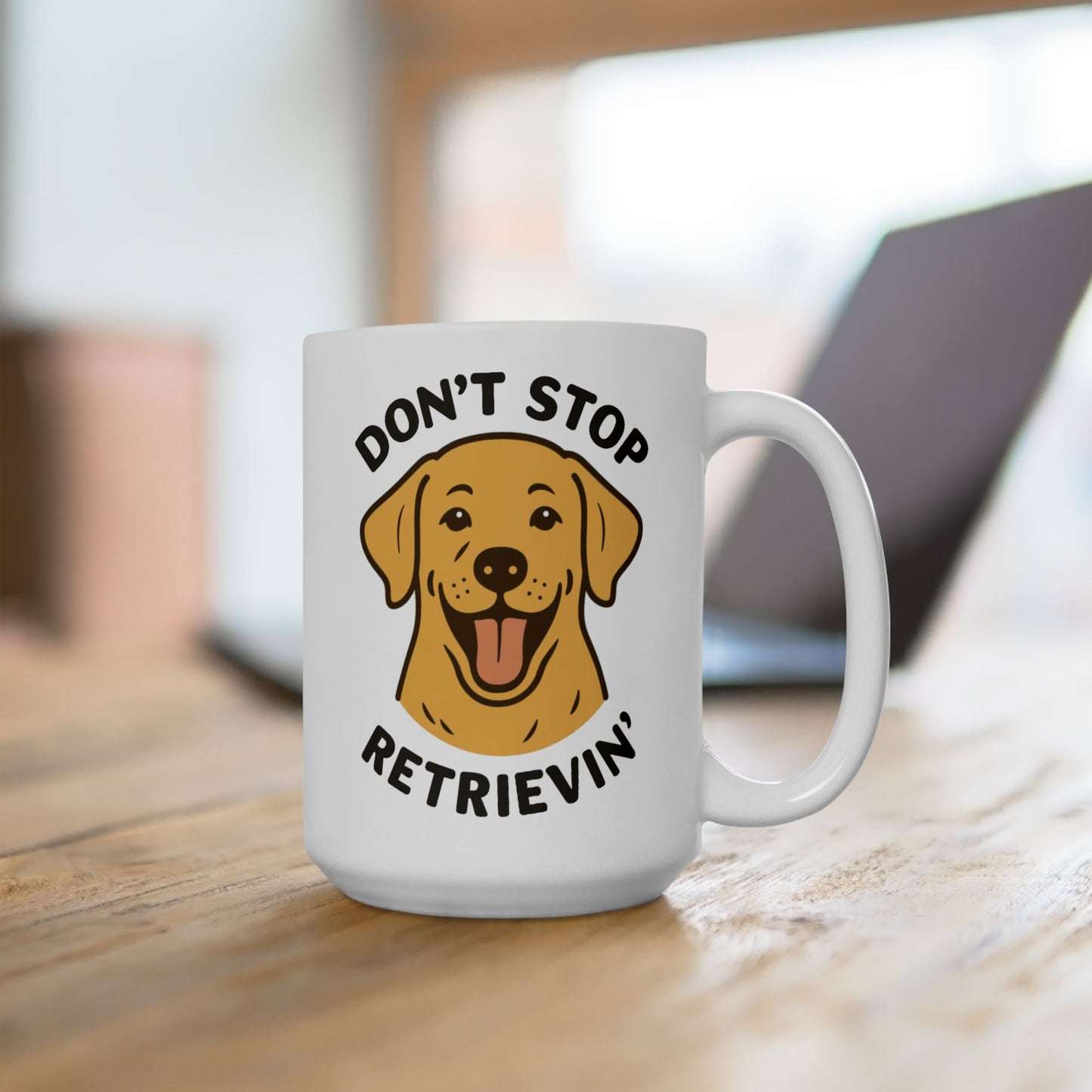 Don’t Stop Retrievin’ Yellow Lab Coffee Mug – Funny Labrador Retriever Gift for Dog Lovers