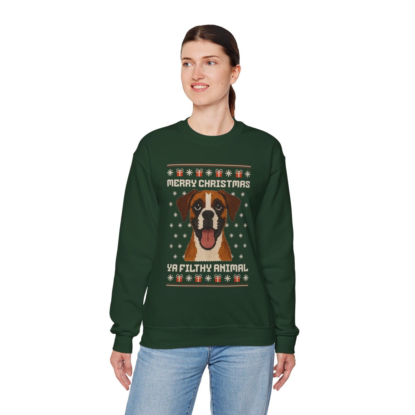 Boxer Merry Christmas Ya Filthy Animal Ugly Christmas Sweatshirt