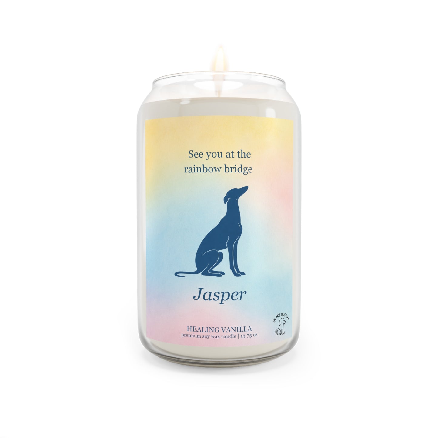 Greyhound Rainbow Bridge Personalized Memorial Candle
