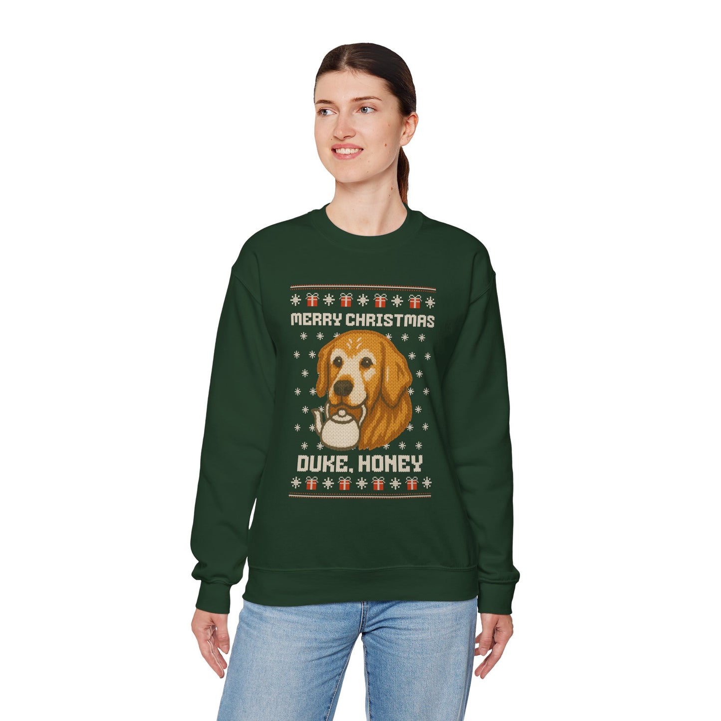 Merry Christmas Duke, Honey Christmas Sweatshirt - Knitted Design