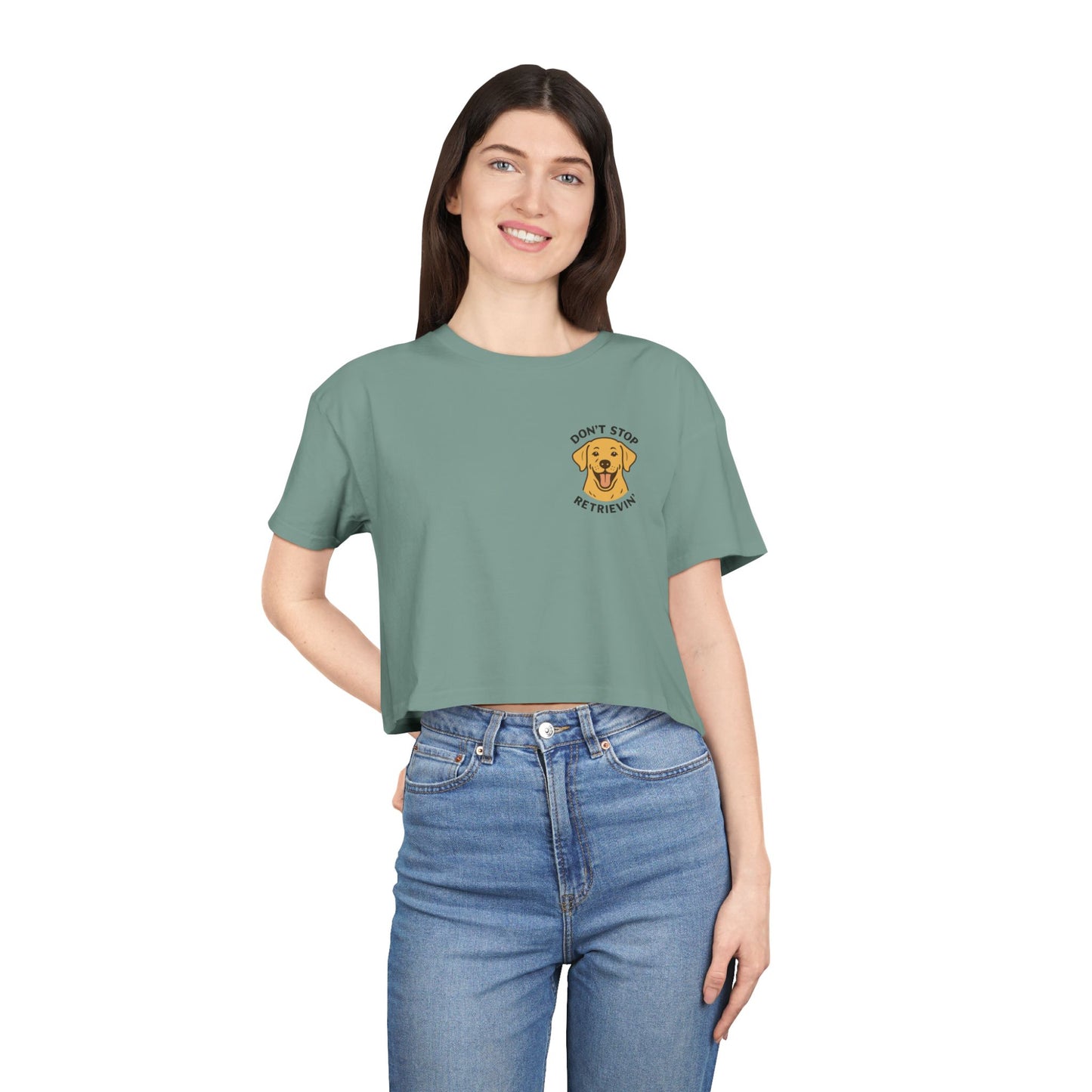 Don’t Stop Retrievin’ Yellow Lab Crop Tee – Funny Labrador Retriever Dog Lover Top