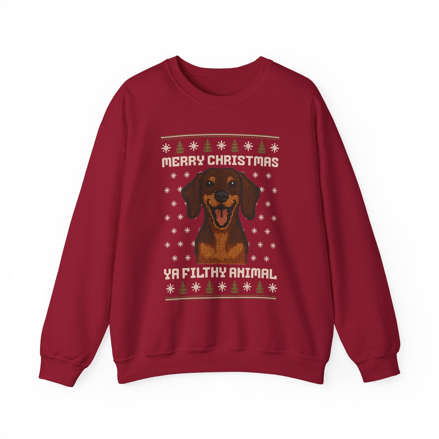 Dachshund Merry Christmas Ya Filthy Animal Ugly Christmas Sweatshirt
