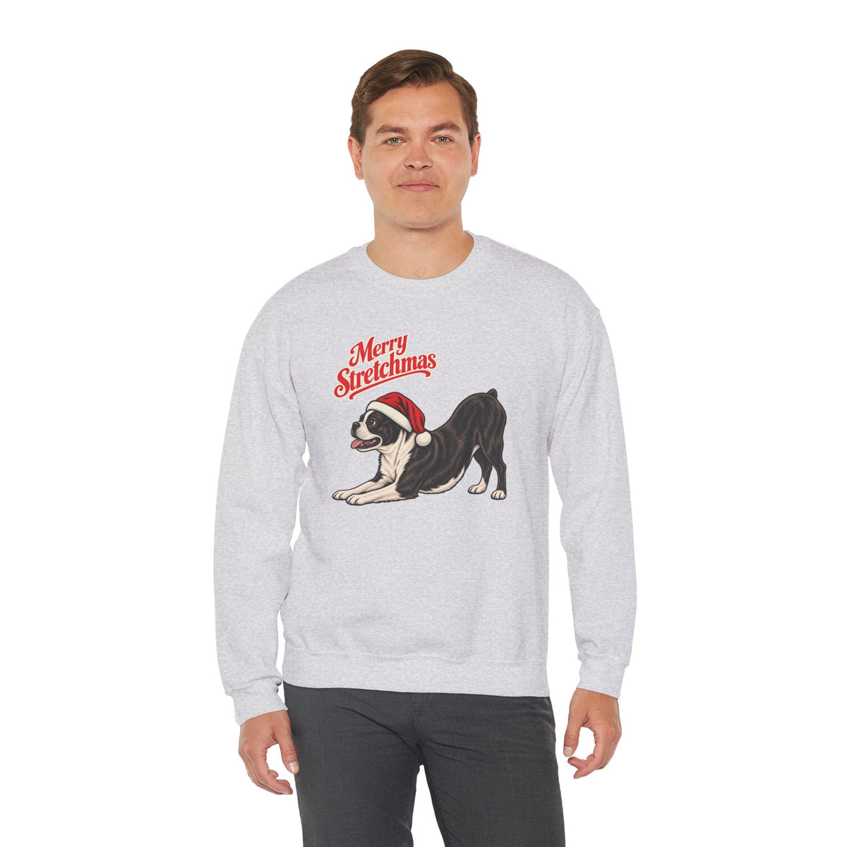 Boston Terrier Christmas Sweatshirt | Merry Stretchmas